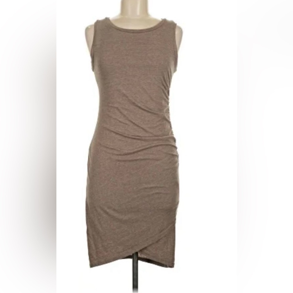 Sleeveless Brown Ruched Side Women's Dress